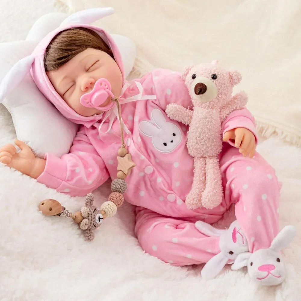 22inch Soft Cloth Body Newborn Baby Dolls Poseable Limbs Sleeping Doll Girl